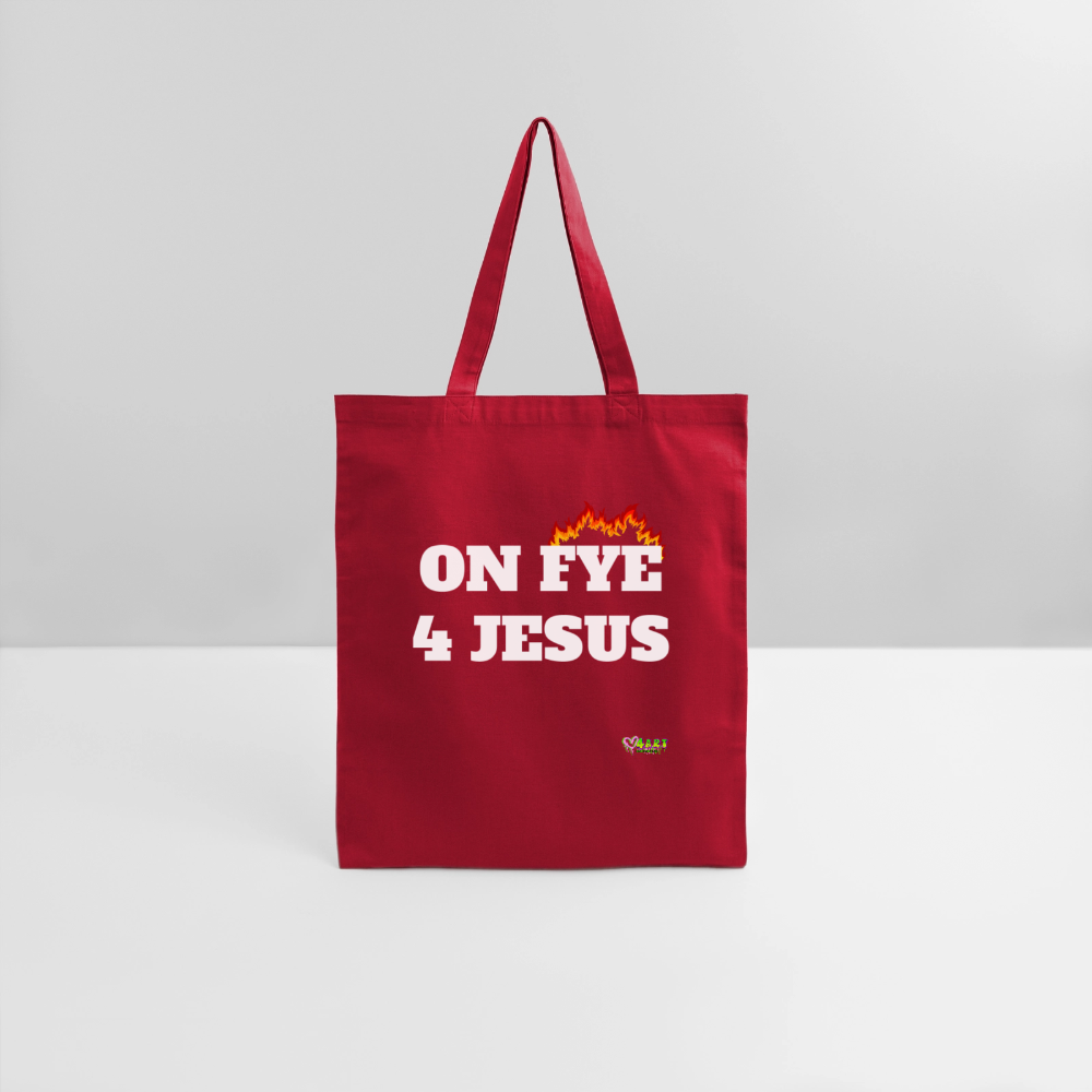 ON FYE 4 JESUS Tote Bag - red