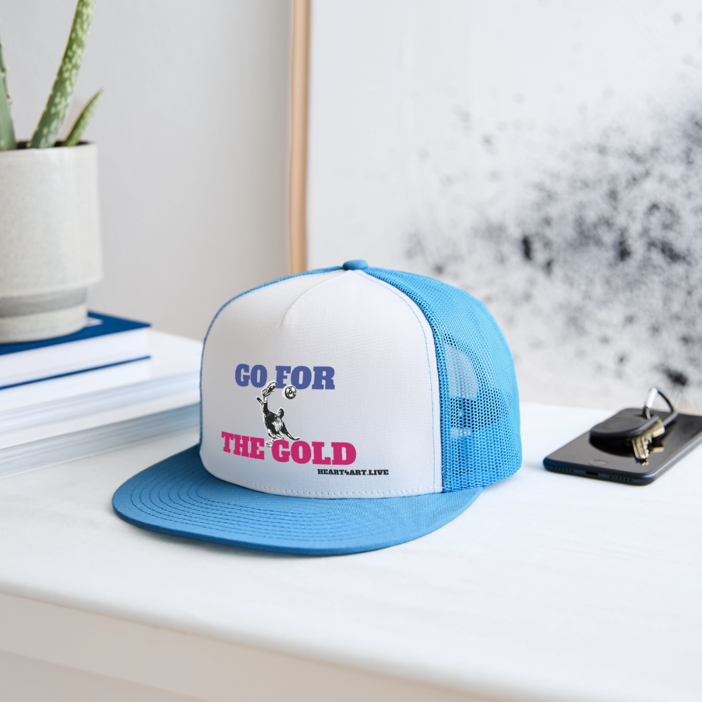 GO FOR THE GOLD Unisex Trucker Hat - white/blue