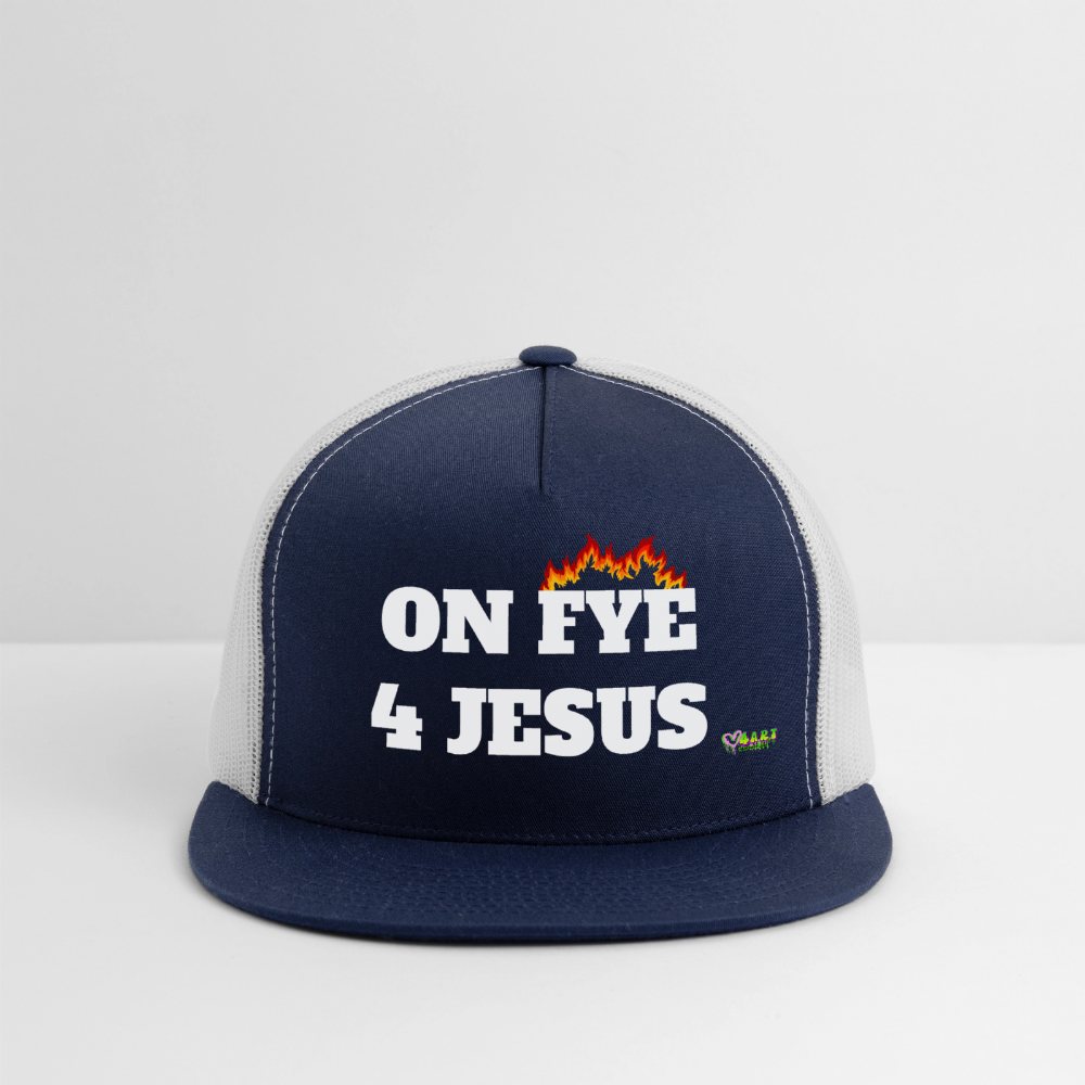 ON FYE 4 JESUS Trucker Hat - navy/white