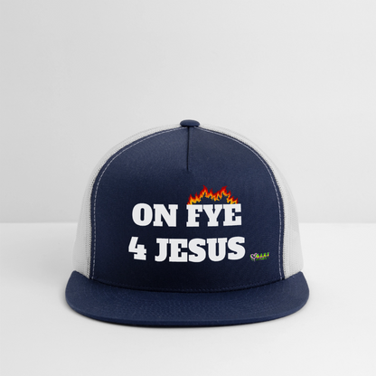 ON FYE 4 JESUS Trucker Hat - navy/white