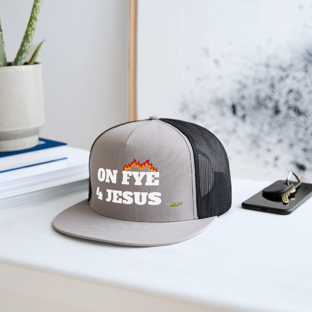 ON FYE 4 JESUS Trucker Hat - gray/black