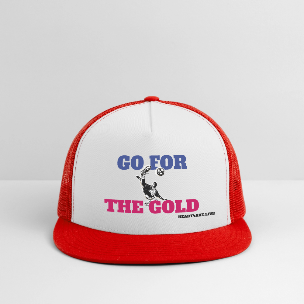 GO FOR THE GOLD Unisex Trucker Hat - white/red