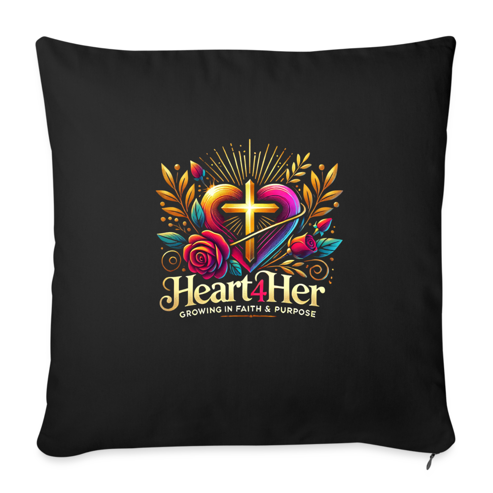 Heart4Her Throw Pillow Cover 18” x 18” - black