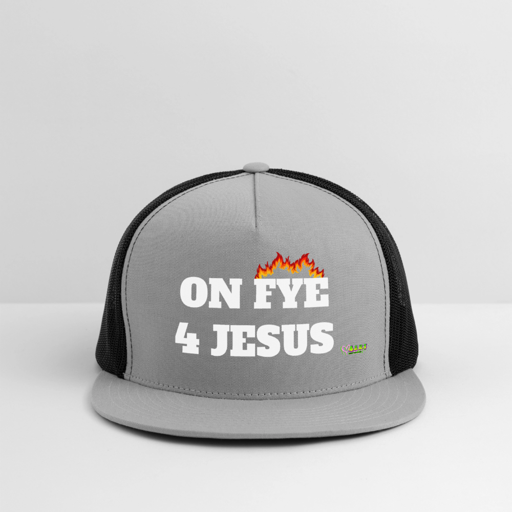 ON FYE 4 JESUS Trucker Hat - gray/black