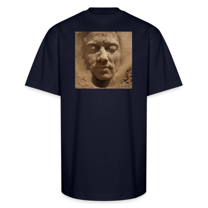 God's Creation of Man Interpretation Unisex Oversized Heavyweight T-Shirt - navy