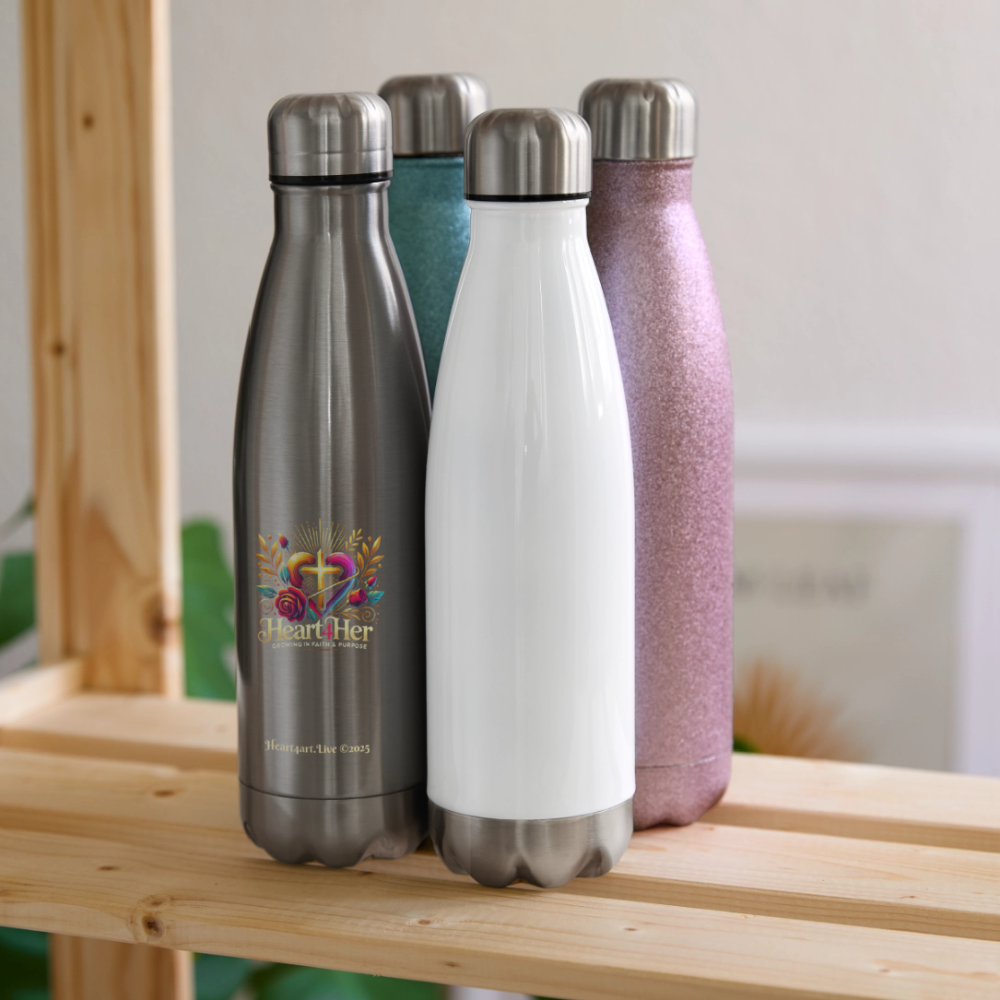 Heart4Her Insulated Stainless Steel Water Bottle - turquoise glitter