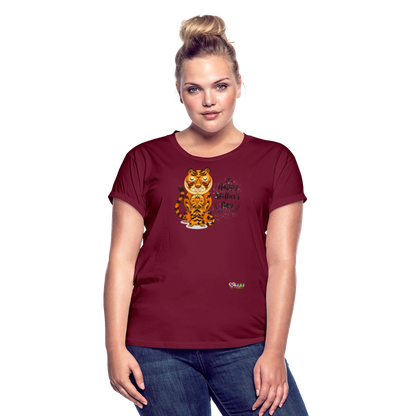 Happy Mother's Day- Tiger (Women's Relaxed Fit T-Shirt) - burgundy