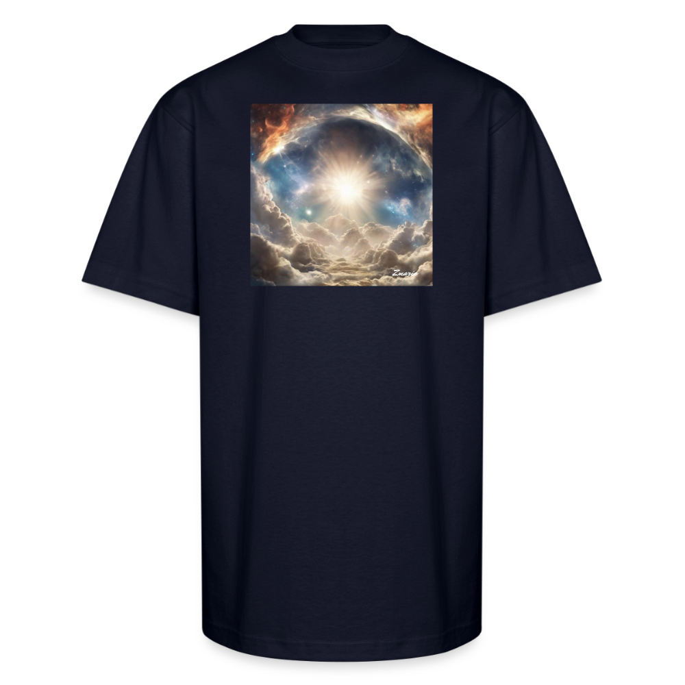 God's Creation of Heaven and Earth Interpretation Unisex Oversized Heavyweight T-Shirt - navy