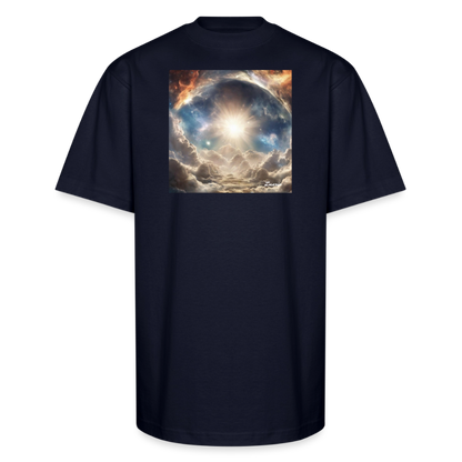 God's Creation of Heaven and Earth Interpretation Unisex Oversized Heavyweight T-Shirt - navy