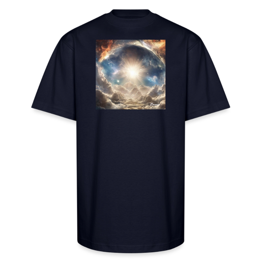 God's Creation of Heaven and Earth Interpretation Unisex Oversized Heavyweight T-Shirt - navy
