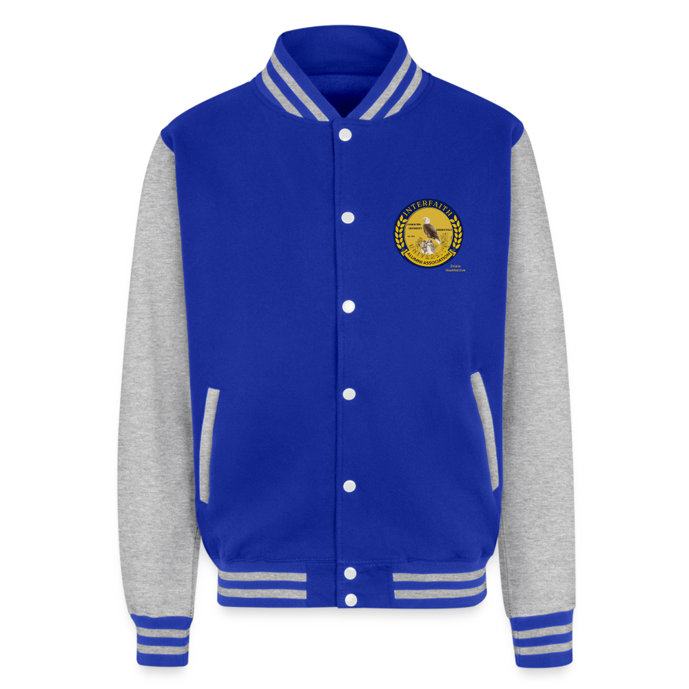 Interfaith University Heavyweight Letterman Jacket - royal/heather grey