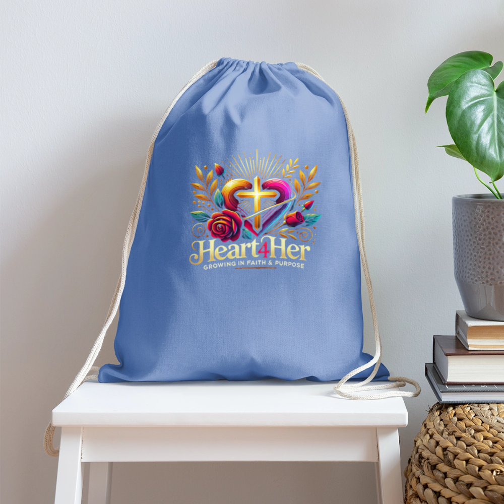 Heart4Her Cotton Drawstring Bag - carolina blue