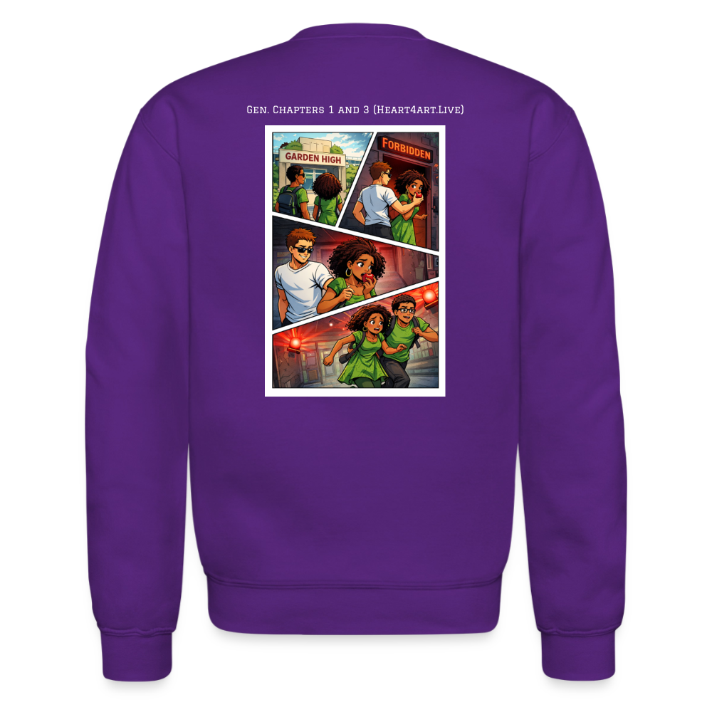 Word to the Street Bible Anime Series Crewneck Sweatshirt - purple