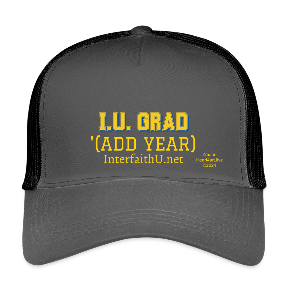 Interfaith University Eco Trucker Cap - smoke grey/black