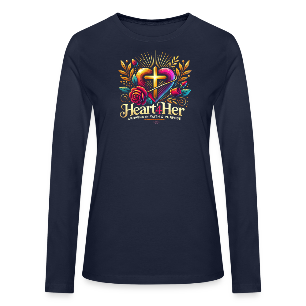 Heart4Her Bella + Canvas Women's Long Sleeve T-Shirt - navy