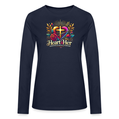 Heart4Her Bella + Canvas Women's Long Sleeve T-Shirt - navy