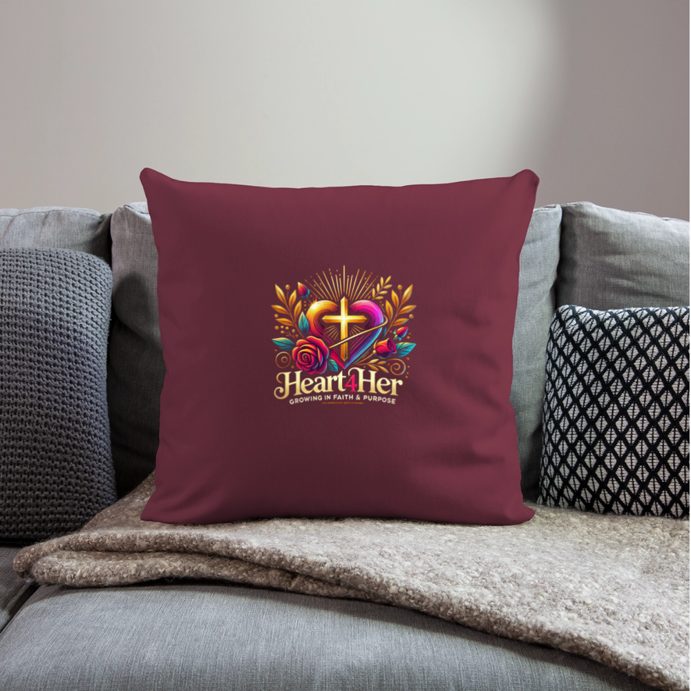 Heart4Her Throw Pillow Cover 18” x 18” - burgundy