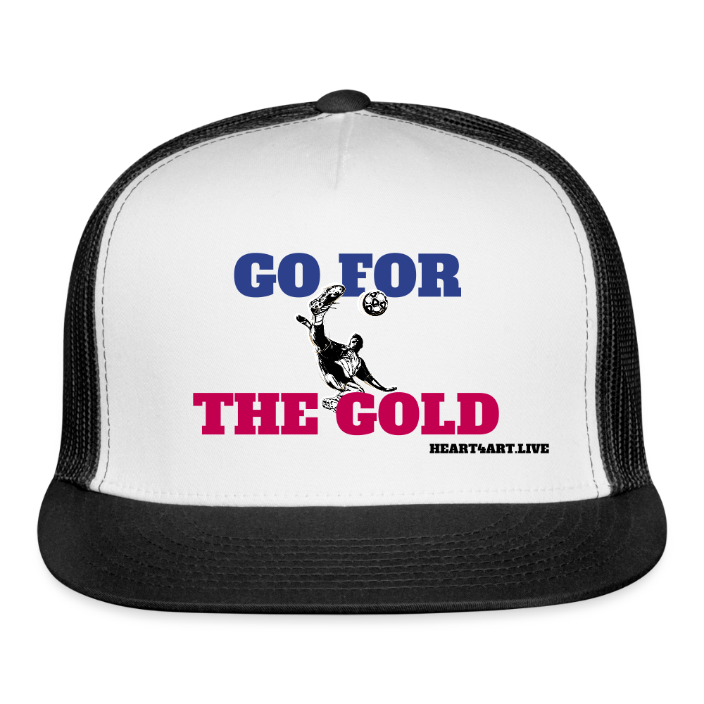 GO FOR THE GOLD Unisex Trucker Hat - white/black