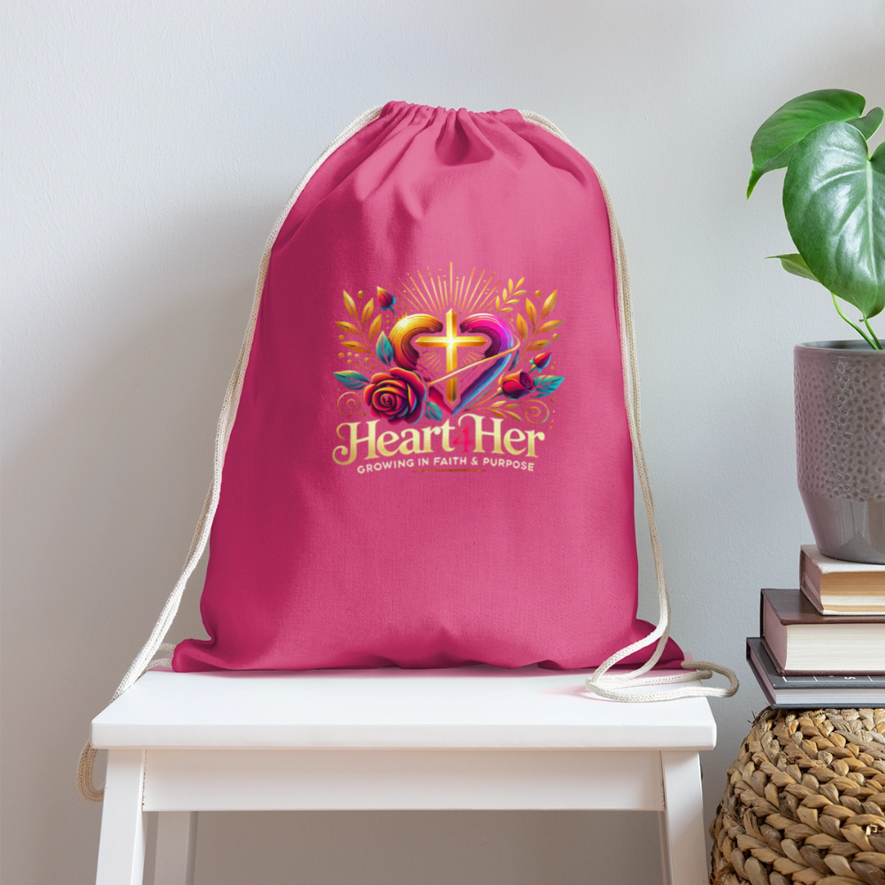 Heart4Her Cotton Drawstring Bag - pink