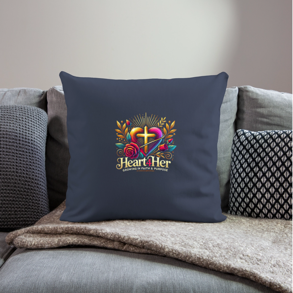 Heart4Her Throw Pillow Cover 18” x 18” - navy