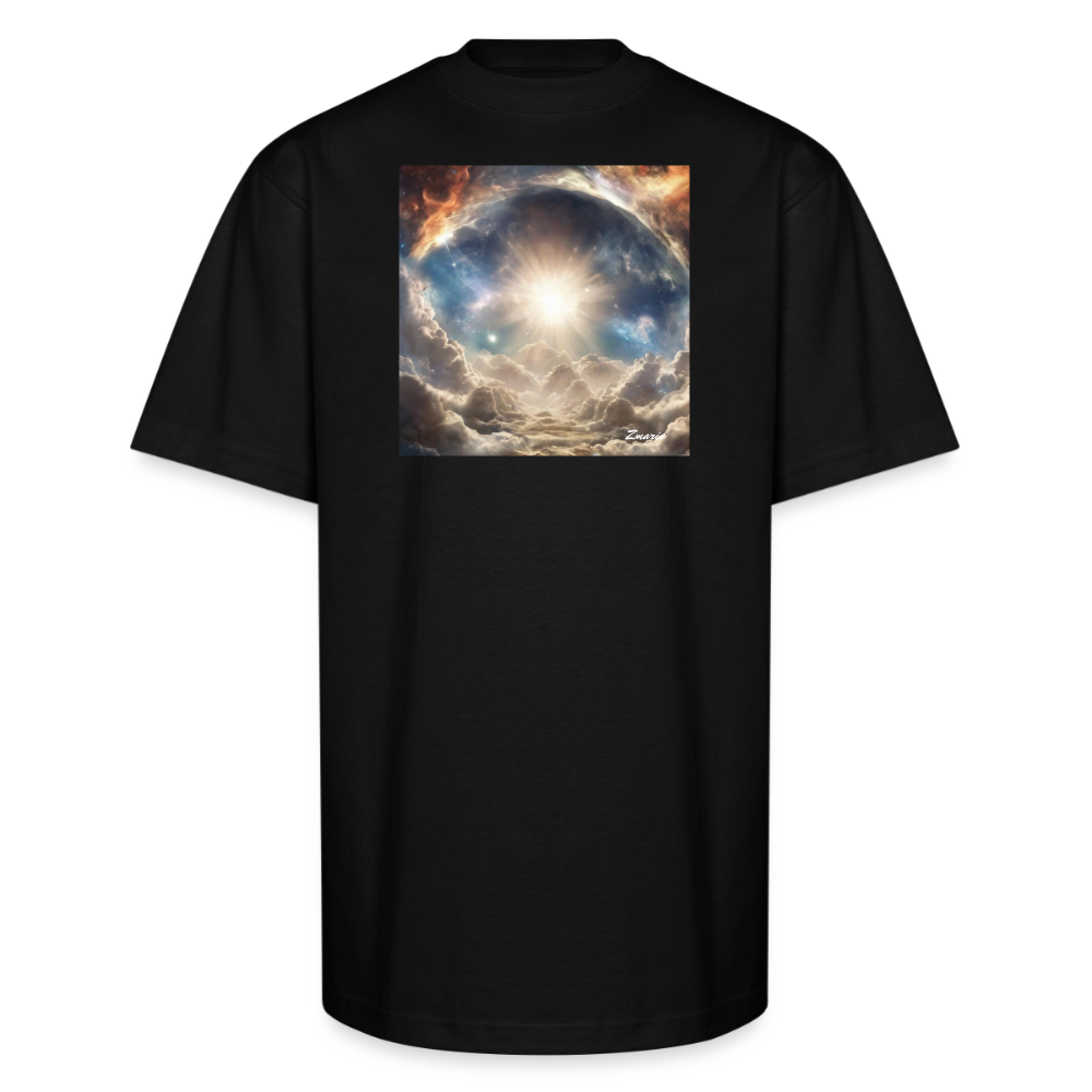 God's Creation of Heaven and Earth Interpretation Unisex Oversized Heavyweight T-Shirt - black