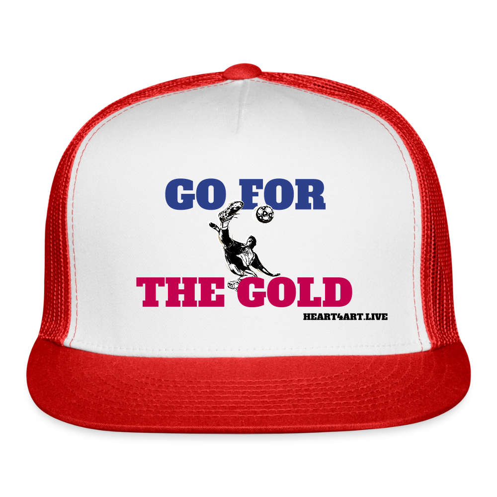 GO FOR THE GOLD Unisex Trucker Hat - white/red
