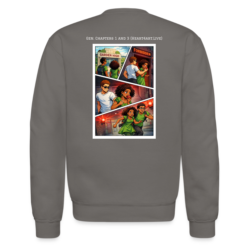 Word to the Street Bible Anime Series Crewneck Sweatshirt - asphalt gray