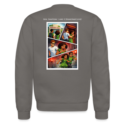 Word to the Street Bible Anime Series Crewneck Sweatshirt - asphalt gray