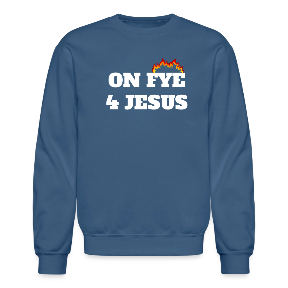 ON FYE 4 JESUS Crewneck Sweatshirt - indigo blue
