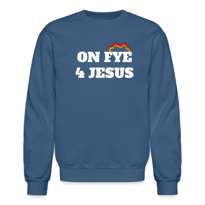 ON FYE 4 JESUS Crewneck Sweatshirt - indigo blue
