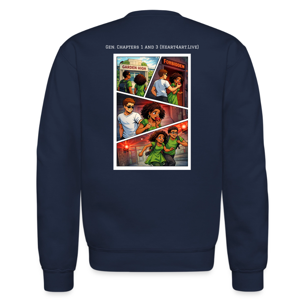 Word to the Street Bible Anime Series Crewneck Sweatshirt - navy