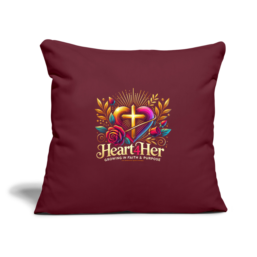 Heart4Her Throw Pillow Cover 18” x 18” - burgundy