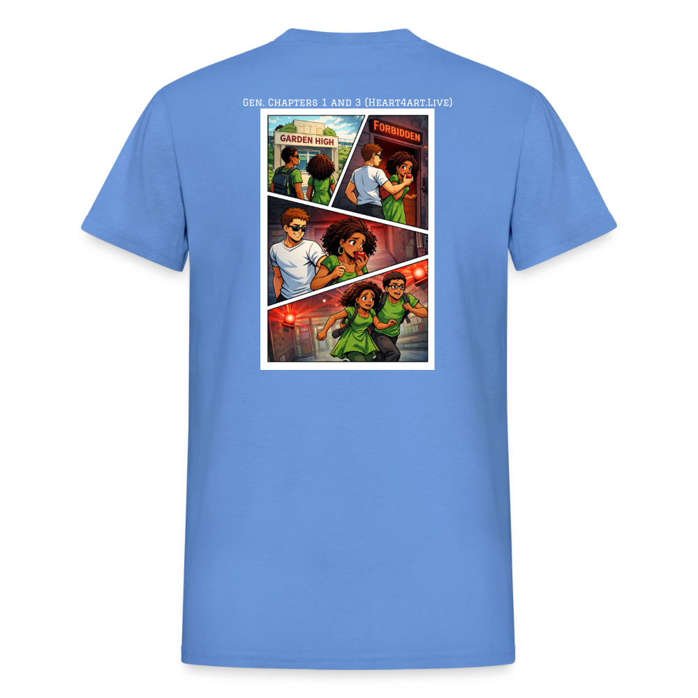 ADAM AND EVE (GENESIS CHAPTERS 1-3 COMIC STYLE ildan Ultra Cotton Adult T-Shirt - carolina blue