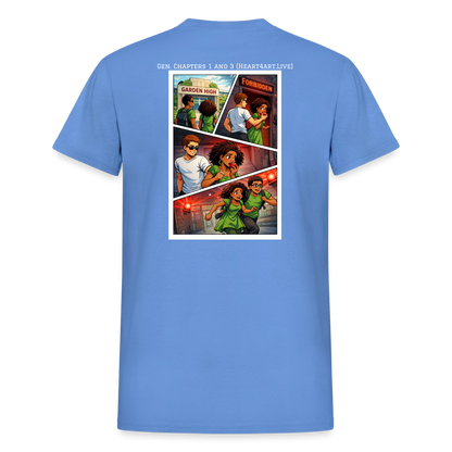 ADAM AND EVE (GENESIS CHAPTERS 1-3 COMIC STYLE ildan Ultra Cotton Adult T-Shirt - carolina blue