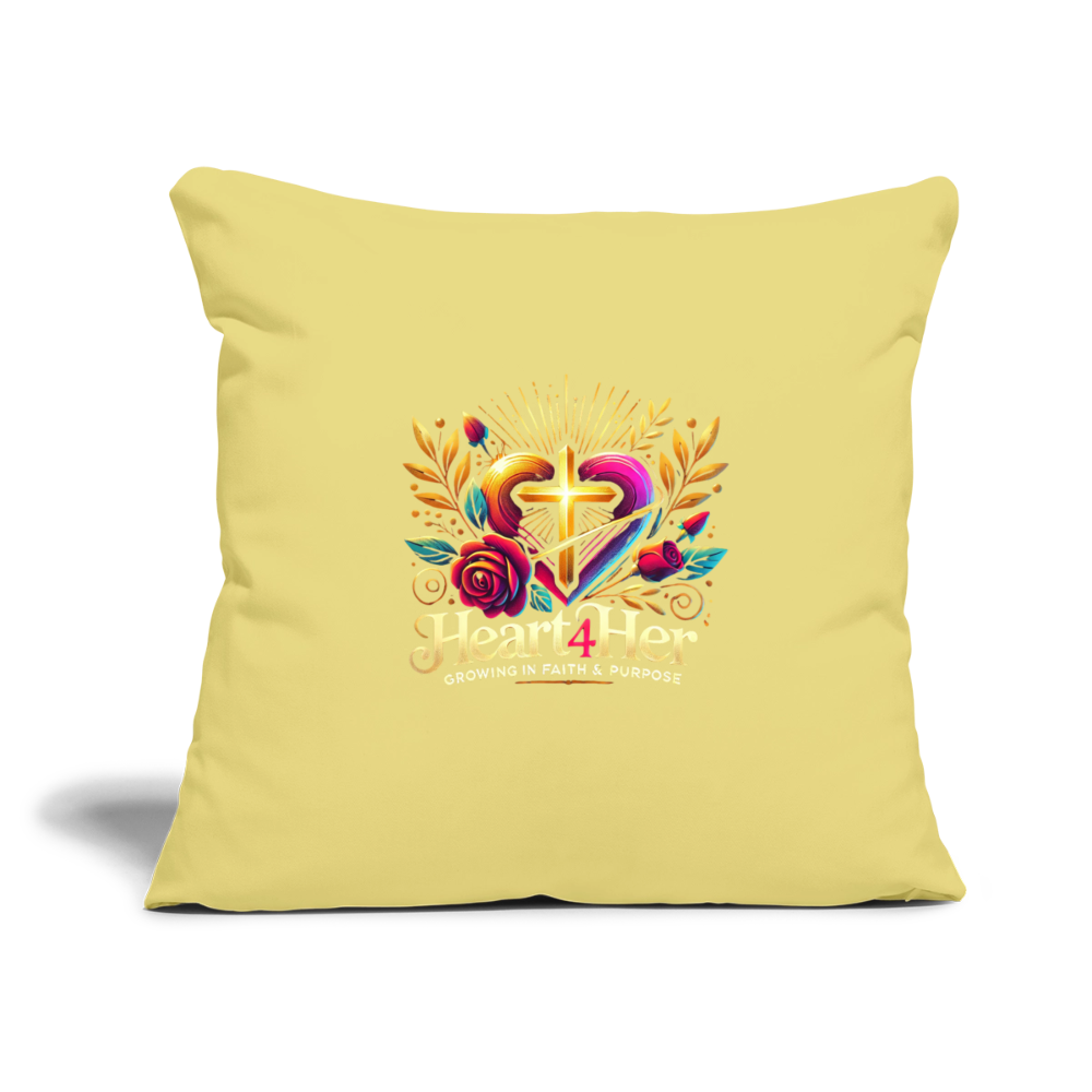 Heart4Her Throw Pillow Cover 18” x 18” - washed yellow