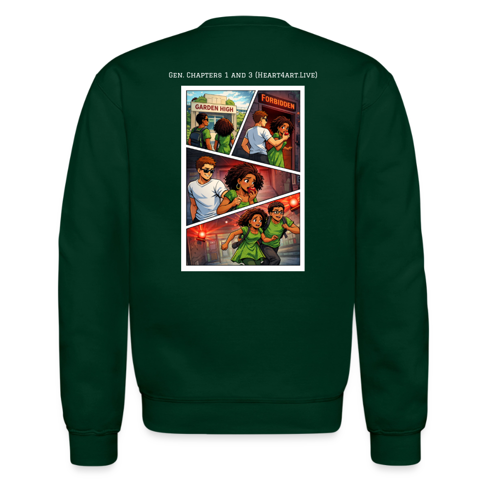 Word to the Street Bible Anime Series Crewneck Sweatshirt - forest green