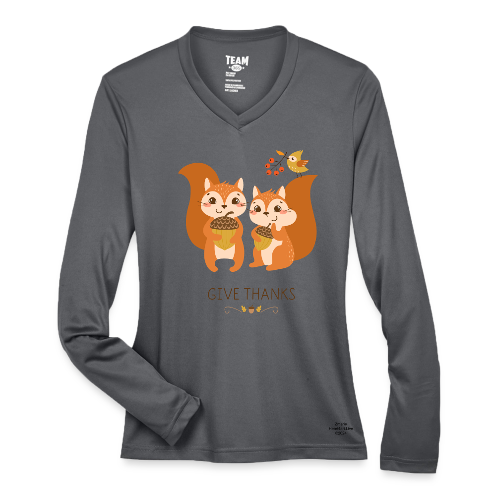 GIVE THANKS Ladies' Zone Performance Long-Sleeve T-Shirt - graphite