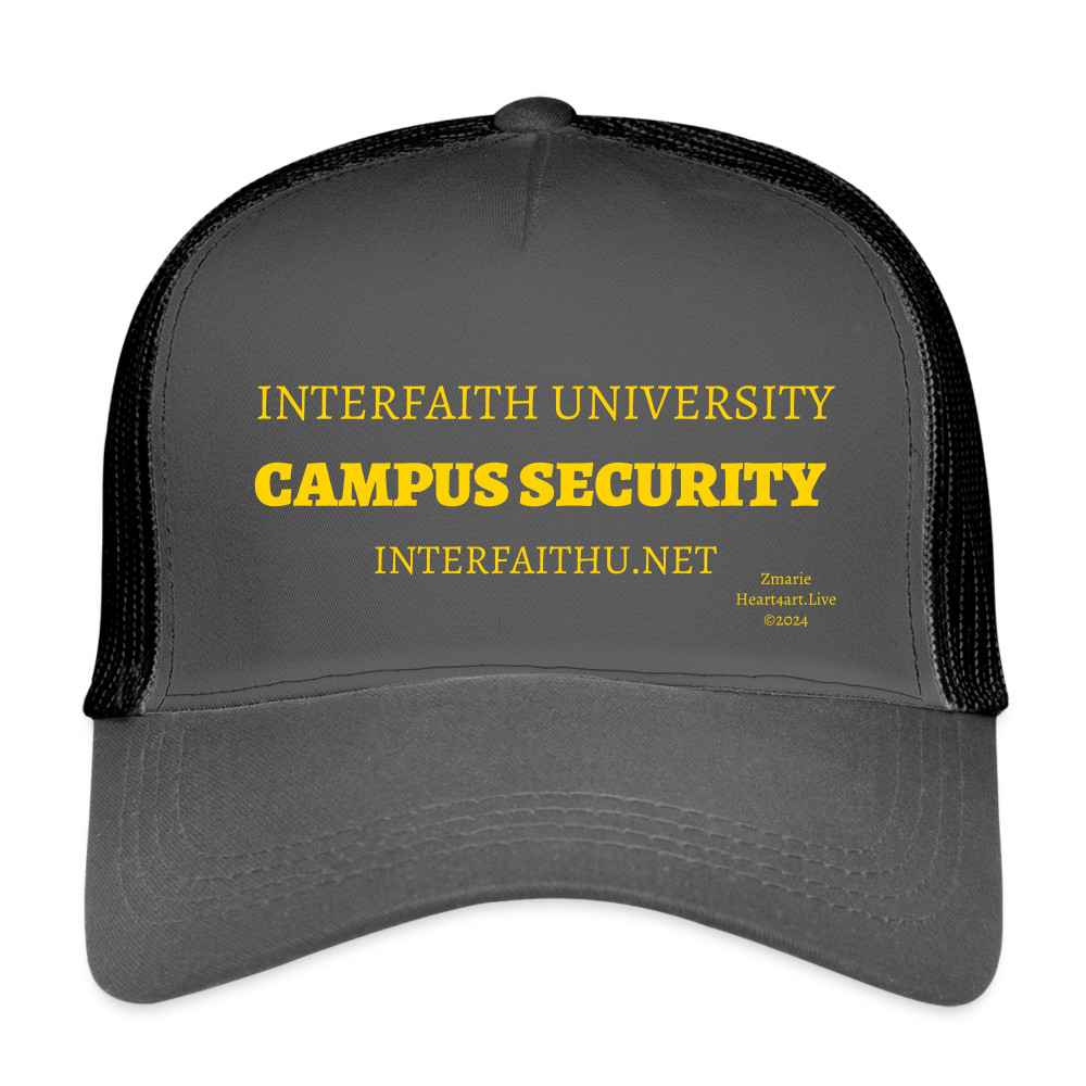 Interfaith U Campus Security Eco Trucker Cap - smoke grey/black