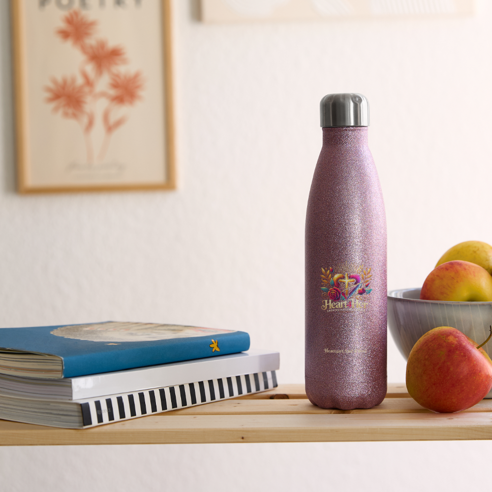 Heart4Her Insulated Stainless Steel Water Bottle - pink glitter