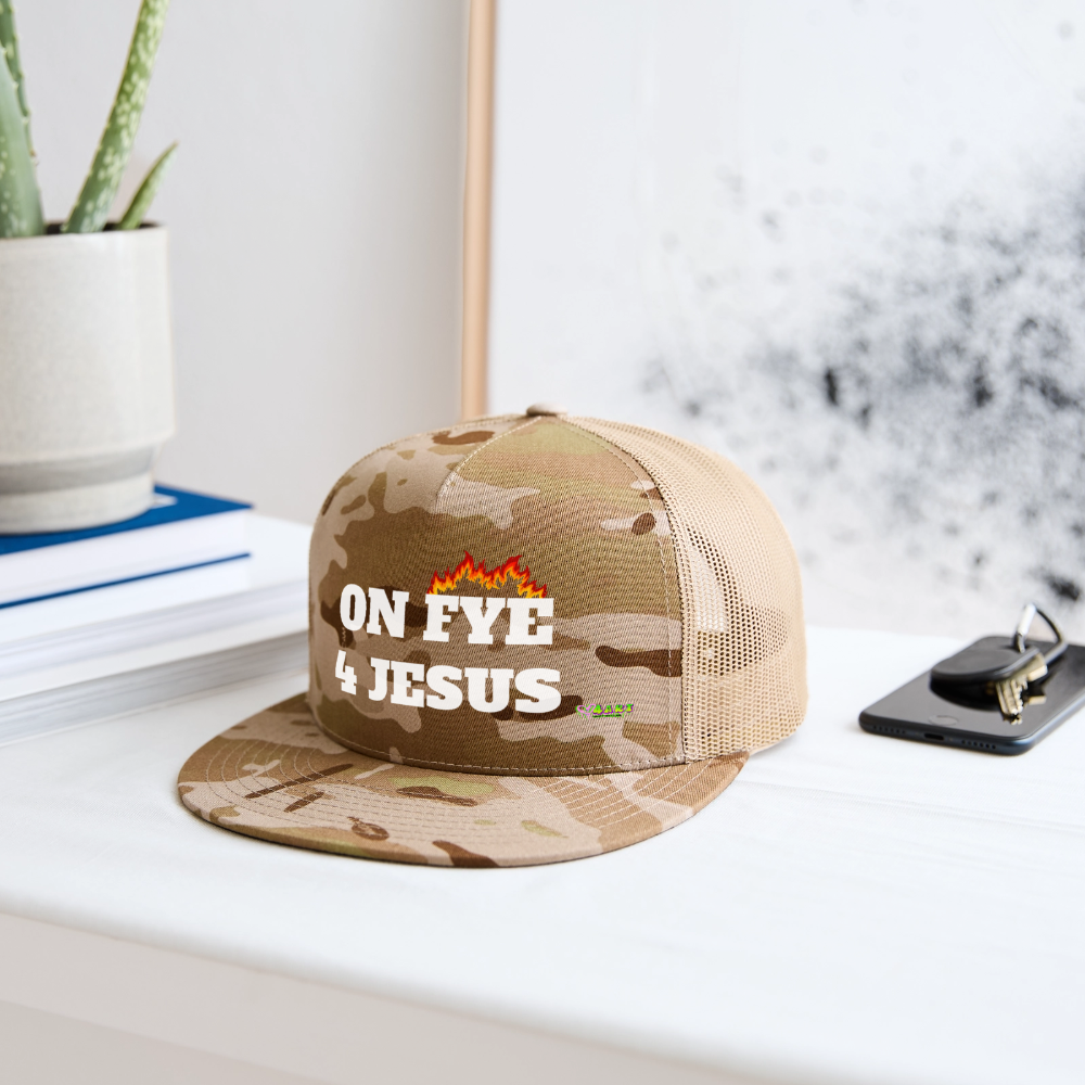 ON FYE 4 JESUS Trucker Hat - MultiCam\tan