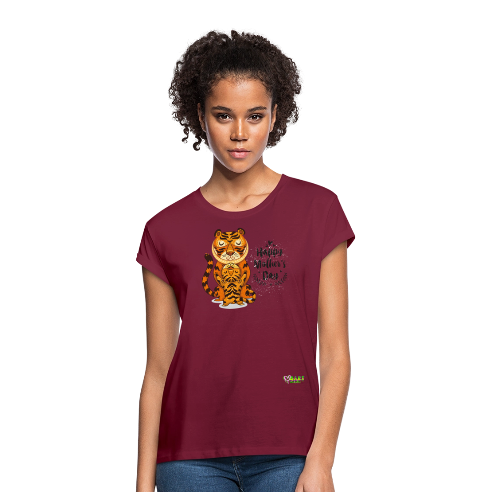 Happy Mother's Day- Tiger (Women's Relaxed Fit T-Shirt) - burgundy