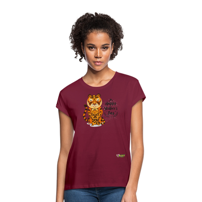 Happy Mother's Day- Tiger (Women's Relaxed Fit T-Shirt) - burgundy