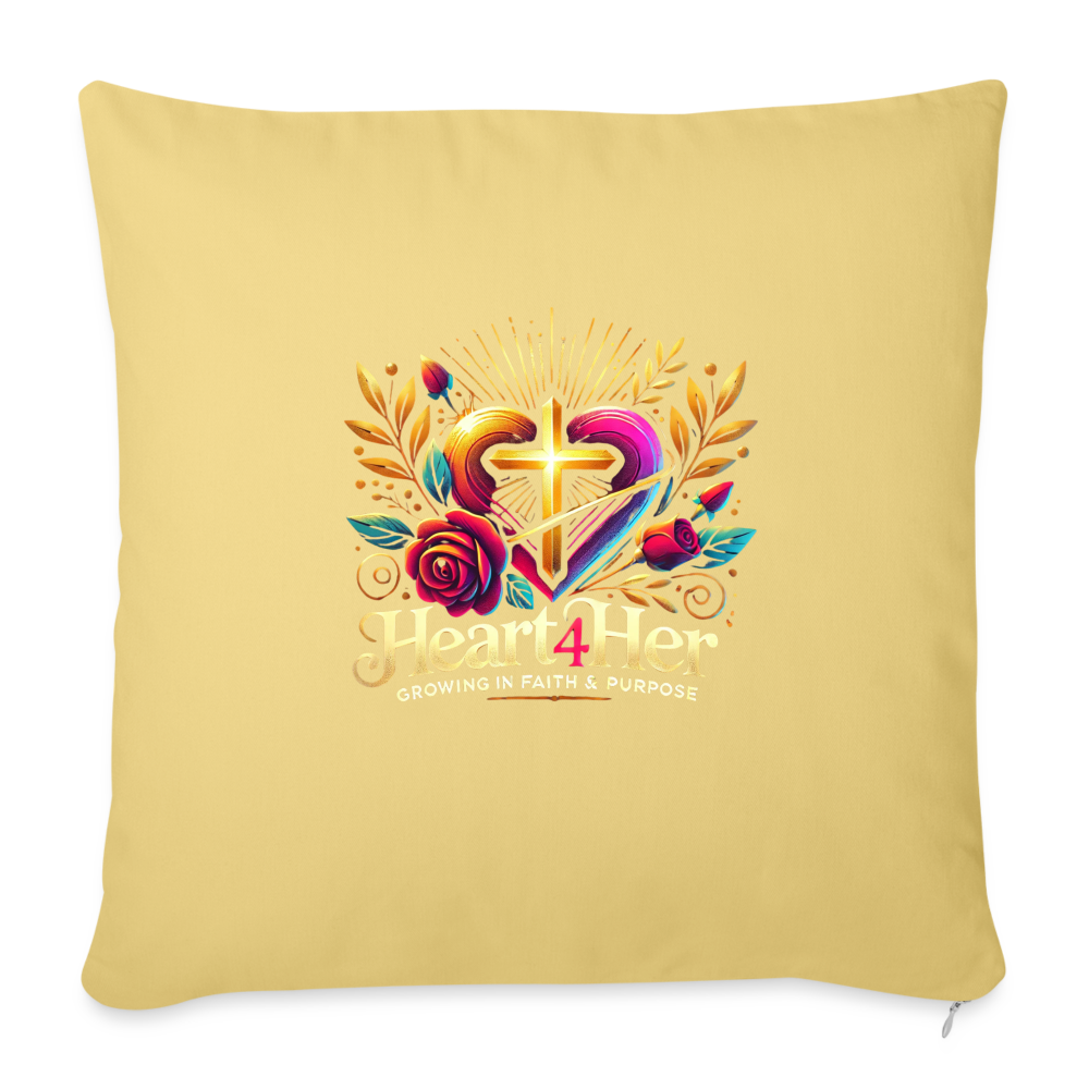 Heart4Her Throw Pillow Cover 18” x 18” - washed yellow