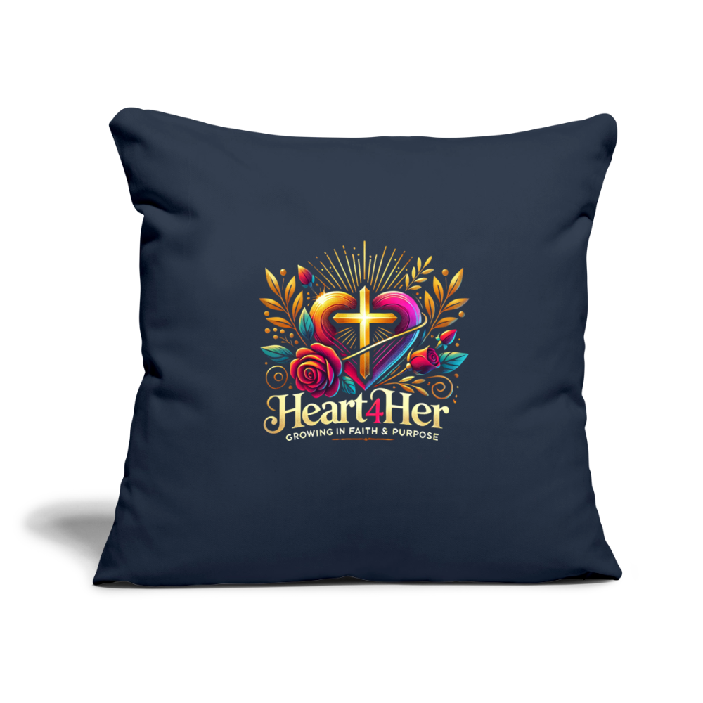 Heart4Her Throw Pillow Cover 18” x 18” - navy