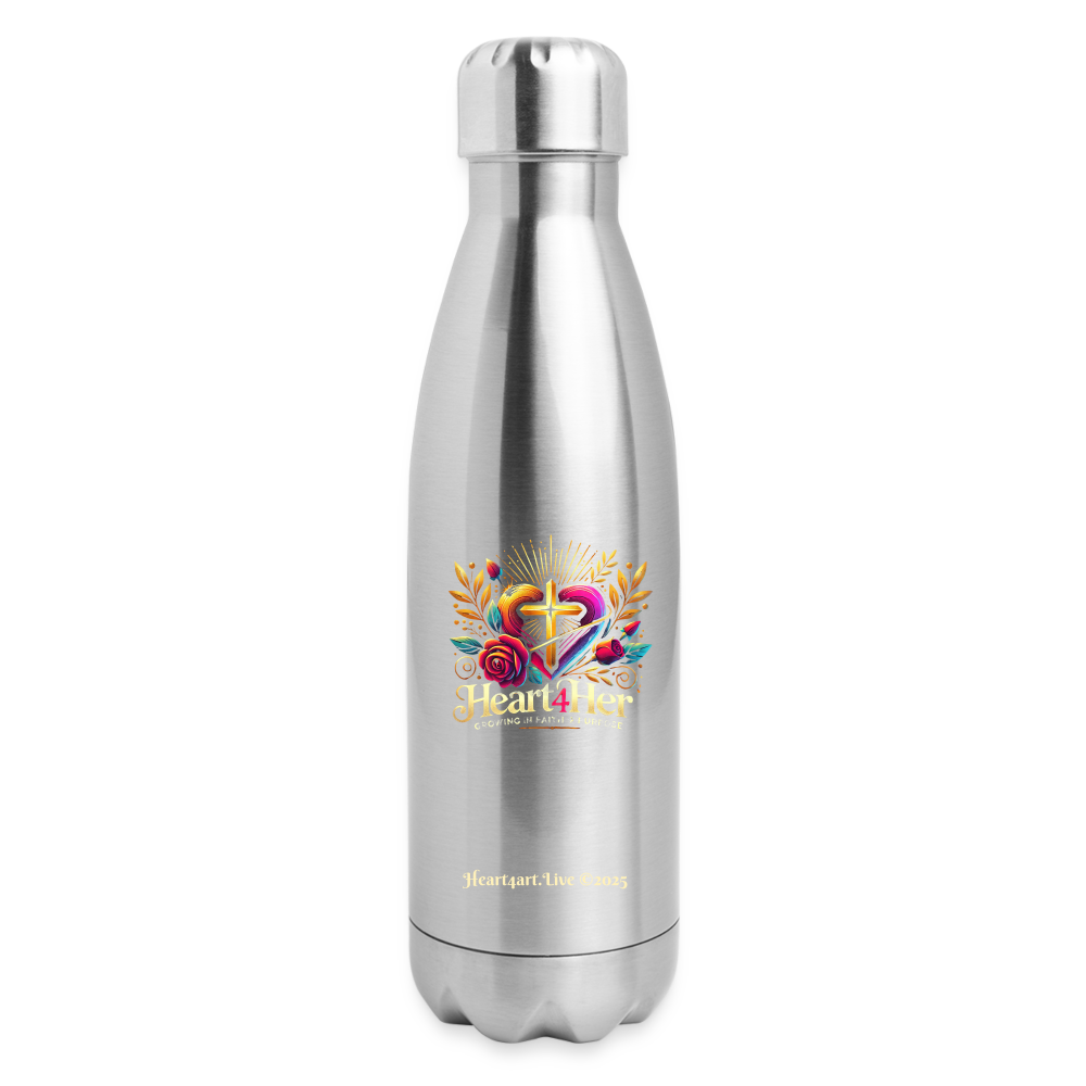 Heart4Her Insulated Stainless Steel Water Bottle - silver