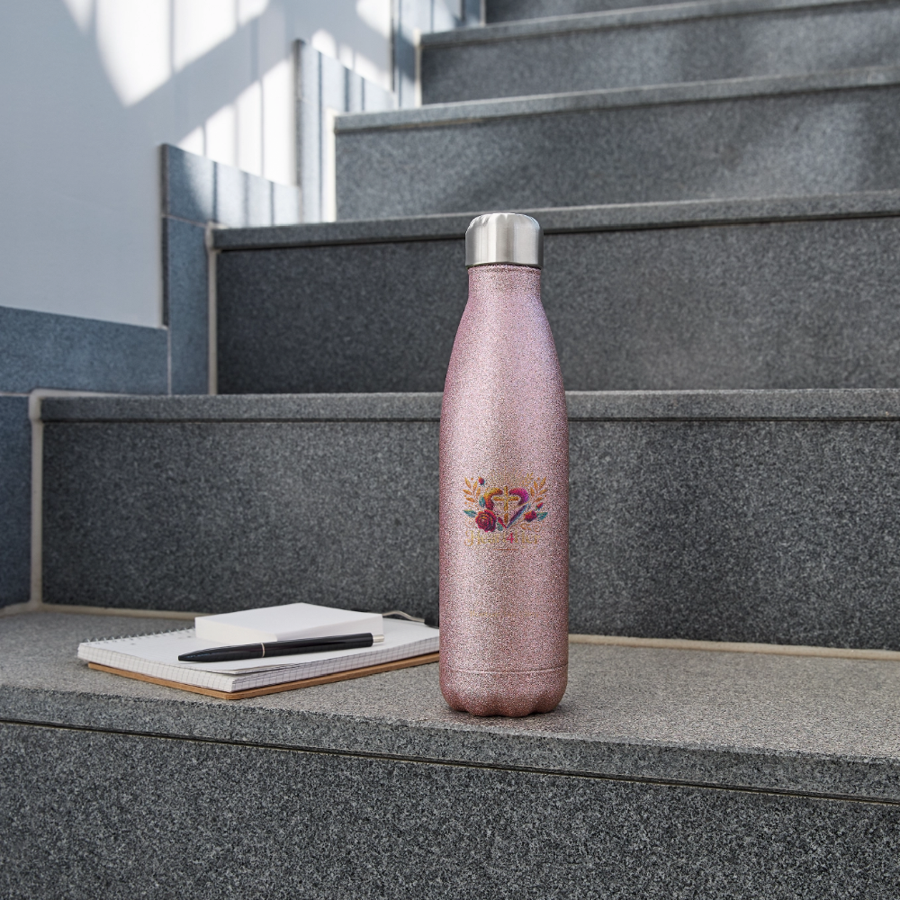 Heart4Her Insulated Stainless Steel Water Bottle - pink glitter