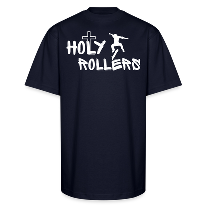 Holy Rollers Skater Unisex Oversized Heavyweight T-Shirt - navy
