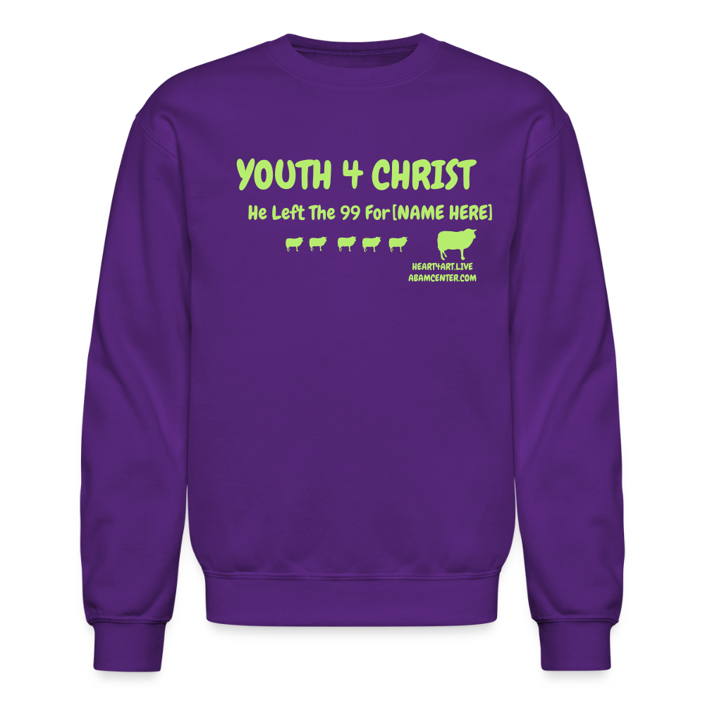 HE LEFT THE 99 FOR..... CUSTOMIZABLE NAME Crewneck Sweatshirt - purple