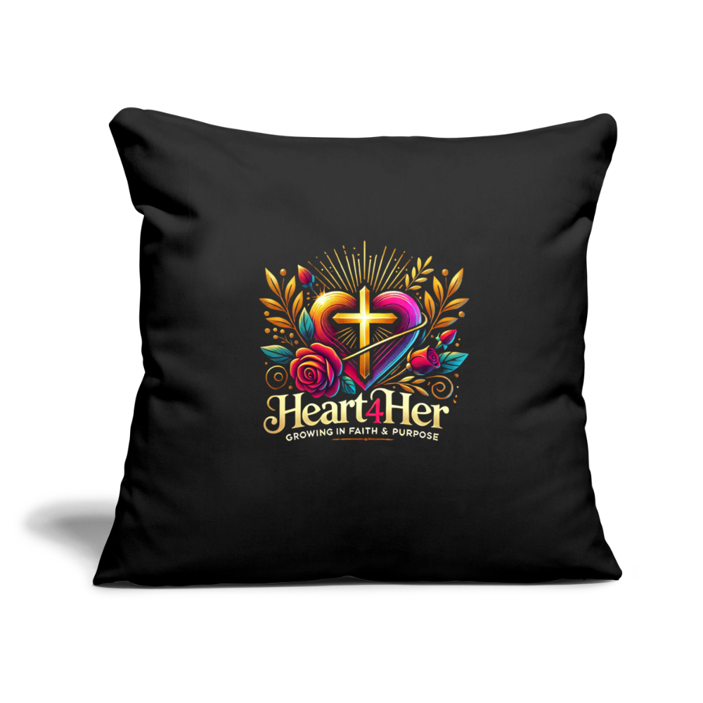 Heart4Her Throw Pillow Cover 18” x 18” - black