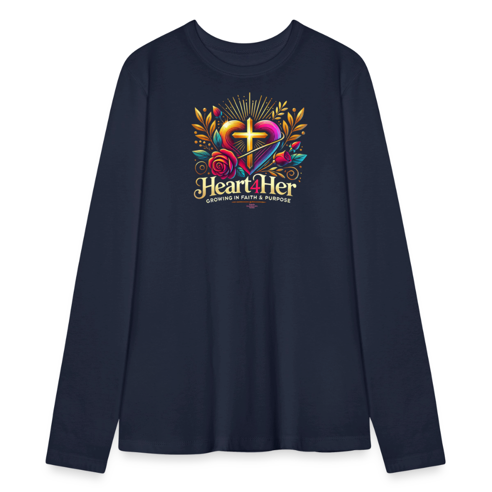 Heart4Her Bella + Canvas Women's Long Sleeve T-Shirt - navy